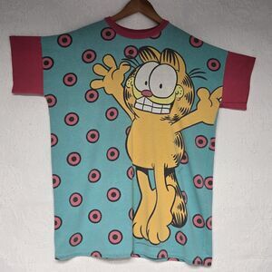 Vintage 1994 Flirt Garfield Graphic All Over Print Single Stitch Shirt